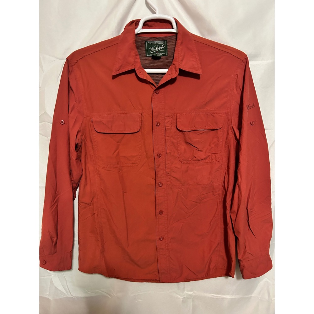 Woolrich‎ Fishing Shirt Mens L Red Vented Outdoor Hiking Utility Gorpcore